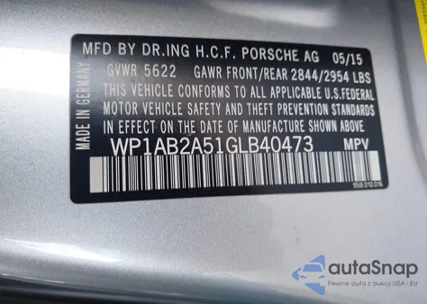 2016 Porsche Macan S z USA, uszkodzony, nr VIN WP1AB2A51GLB40473